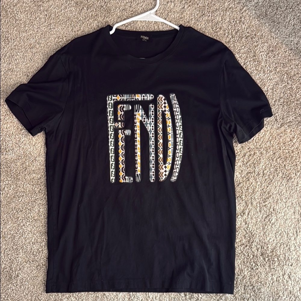 Fendi Black Tee with Bold Logo